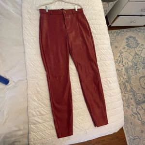 Zara Red Leather Leggings